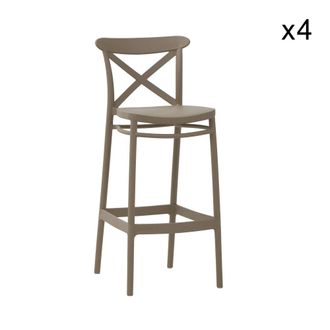 Konte Design Lote de 4 taburetes de polipropileno color paloma