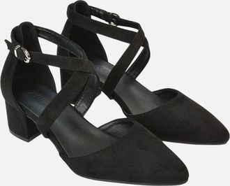 XY London Womens XY London Womens/Ladies Cynthia Ankle Strap Mid Block Heel Court Shoes - Black - Size: 7
