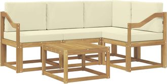 vidaXL Conjunto De Sof&aacute;s De Exterior 5 Uds. Blanco Y Crema Vidaxl