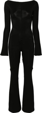 Courr&egrave;ges Ellipse zip-up crepe jumpsuit - women - Viscose/Elastane - S - Black