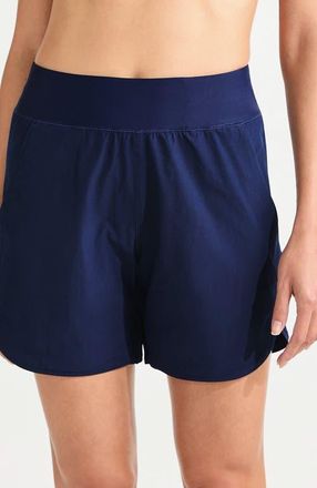 Lands End Curvy Fit 5 Quick Dry Board Shorts Swim Shorts with Panty in Deep Sea Navy at Nordstrom, Size 10