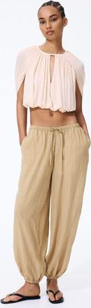 H&M Crinkled Balloon-leg Pants in Beige at Nordstrom, Size X-Small