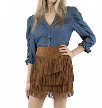 Scully Suede Fringe Skirt In Black