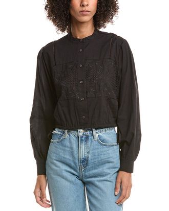 Derek Lam Malory Garden Tile Eyelet Blouse