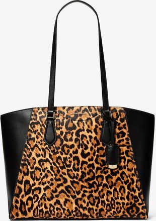 Michael Kors Taryn Large Leopard Print Calf Hair Tote Bag