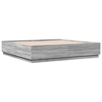 Berkfield Home Durable Bed Frame with LED without Mattress Grey Sonoma 200x200 cm