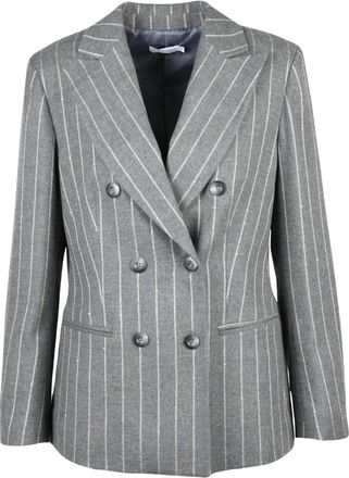 Barba Giacca Doppiopetto - Dames - Blazers - Grijs - L - Wol - Jassen