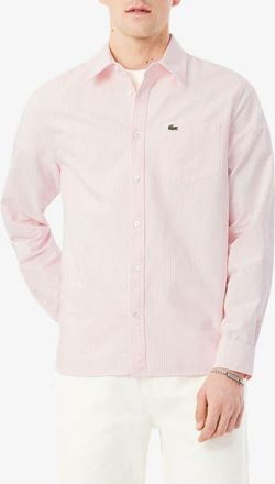 Lacoste Essentials Stripe Cotton Button-Up Oxford Shirt in Miami/White at Nordstrom, Size 44
