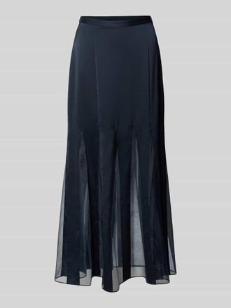 HUGO BOSS Damen Maxi-Rock mit transparenten Eins&auml;tzen Modell VABELLI in Marine, Gr&ouml;&szlig;e 34