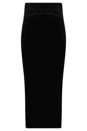 Alberta Ferretti Velvet Fitted Back Slit Midi Skirt