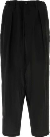 Yohji Yamamoto Zwarte Cr&ecirc;pe Broek - Heren - Vrijetijds broeken - Zwart - L - Leer - Broeken