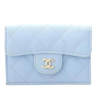 Chanel Pre-owned Tri-fold Portemonnee - Dames - Pre-owned - Blauw - Maat: ONE Size Leer
