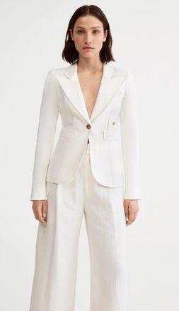 Smythe Linen Classic Duchess Blazer in White Linen at Nordstrom, Size 14