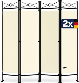 Deuba Casaria Biombo Divisor Lucca Separadores 180x163cm Set De 2 Paredes Divisoras Interior 4 Paneles De Tela