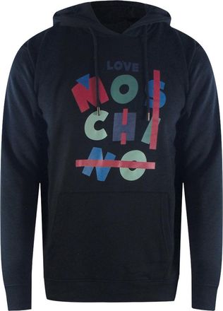 Moschino Mens Love Jumble Logo Black Hoodie Cotton - Size X-Large
