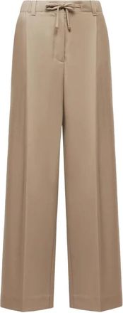 Moncler Wide Broek - Dames - Wijde Broeken - Beige - S - Wol - Broeken