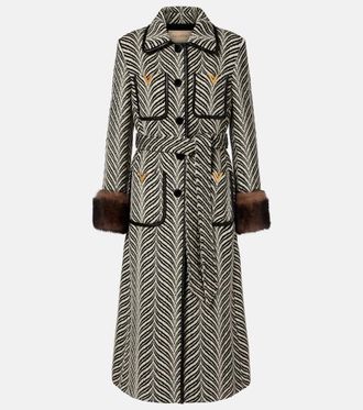 Valentino Cappotto VGold in misto lana con shearling