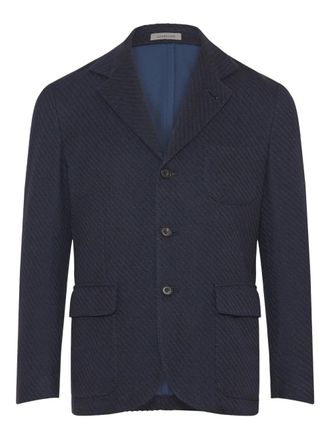 Corneliani knitted blazer - men - Polyester/Silk/Linen/Flax - 52 - Blue
