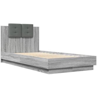 vidaXL Vidaxl - Cama Con Cabecero Madera De Ingenier&iacute;a Gris Sonoma 90x190 Cm