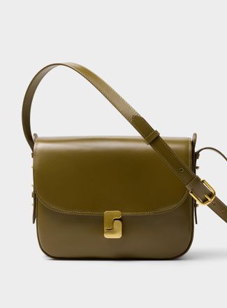 SOEUR Womens Bellissima olive green leather saddle bag