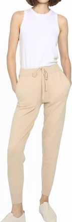 Minnie Rose Cotton Cashmere Frayed Jogger In Brown Sugar