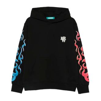 Barrow Hoodies, male, Black, Size: XS Felpa con stampa Cappuccio Logo