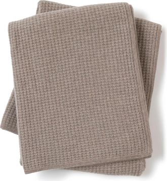 Sofiacashmere Sienna Waffle Knit Cashmere Throw Blanket in Beige at Nordstrom