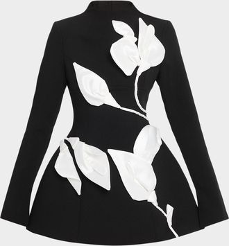 Acler Kadence Long-Sleeve Floral Appliqué Dress