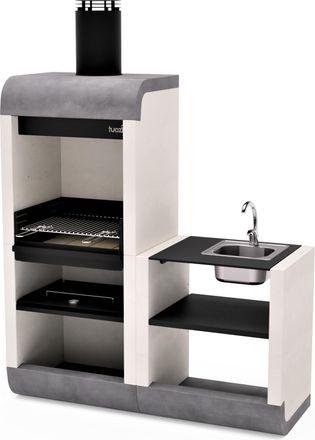 Movelar Tuozi - Barbacoa De Obra Para Le&ntilde;a Y Carb&oacute;n Modelo Sud Plus M&oacute;dulo Soporte Fregadero Y Grifo (blanco, Gris, Negro - 162 X 60 X 220 Cm) Ref: 4340 - Uso