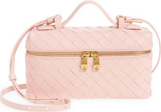 Bottega Veneta Intrecciato Leather Convertible Vanity Case in 6850 Rose-Gold at Nordstrom