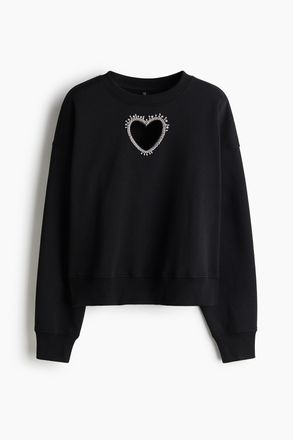H&M Sweatshirt mit Verzierungen - Schwarz