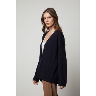 Velvet Womens by and Relaxed Fit V-Neck Cardigan in Navy - Size 8 UK