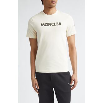 Moncler Logo Patch Graphic T-Shirt in Ivory at Nordstrom, Size Xxx-Large