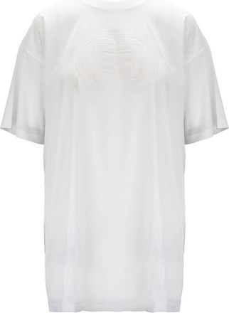 Elisabetta Franchi T-shirt met ronde hals - Dames - T-shirts - Wit - XL - Katoen - Tops