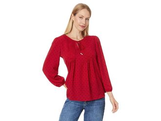 Tommy Hilfiger Dot Pintuck Blouse Womens Clothing Chili : LG (US 12-14), Polyester