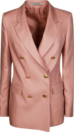 Tagliatore Double-Breasted Linen Blazer with Central Vent