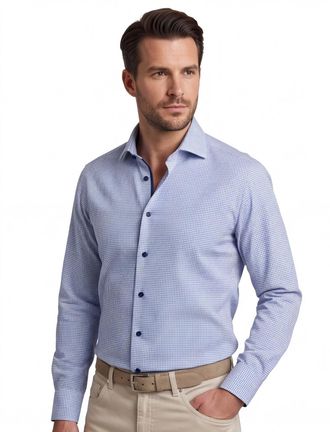 John Miller overhemd geprint blauw lange mouwen
