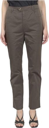 Saint Laurent Rechte broek - Dames - Straight fit broeken - Groen - 4XS - Katoen - Broeken