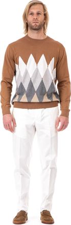 Ballantyne Diamond Cotton-Cashmere Crewneck Sweater
