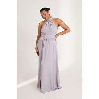 Six Stories Halter Neck Chiffon Bridesmaid Dress in Lilac at Nordstrom, Size 12