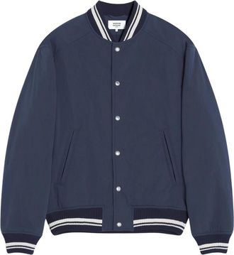 Maison Kitsuné Bomber Jackets, male, Blue, XL, Embroidered Teddy Blouson Jacket