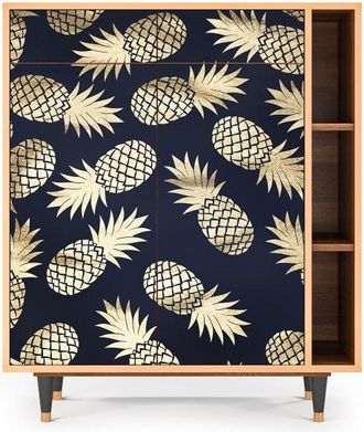 StoryZ Aparador azul y amarillo 2 cajones y 2 puertas L 94 cm