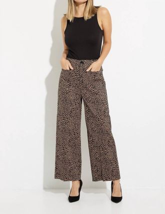 Joseph Ribkoff Animal Print Wide Leg Pant In Brown/black