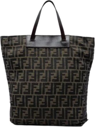Fendi Pre-owned Canvas Tote Bag - Dames - Vintage Shopper - Bruin - ONE Size - Leer - Vintage