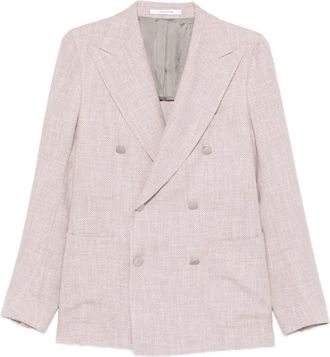 Tagliatore Double-breasted Herringbone Blazer - Heren - Blazers - Roze - M - Leer - Jassen