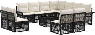 vidaXL Conjunto De Sof&aacute;s De Jard&iacute;n 12 Uds. Negro Rat&aacute;n Sint&eacute;tico Vidaxl