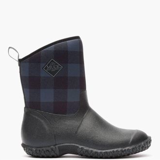 The Original Muck Boot Company Womens Muckster Ii Mid Fleece Boot In Black/gray Plaid Faux Fur