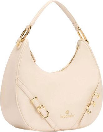 Braccialini Halvmaan Polyester Tas met Gouden Details - Dames - Handtassen - Beige - ONE Size - Polyester - Tassen
