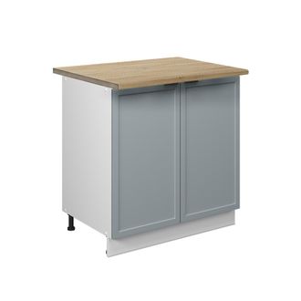 Vicco Armario Bajo Para Fregadero Fame-line, Azul Claro-gris, 80 Cm Con Estante, Et Roble, Vicco