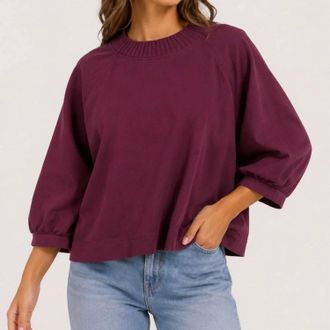 Lilla P Voluminous Crew Sweater In Merlot